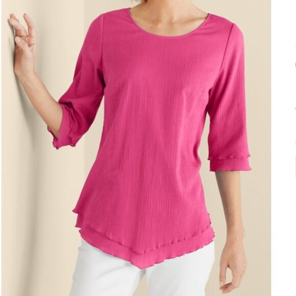 Soft Surroundings Womens Gauze Siesta Key Tunic in Peacock Pink-Size M (10-12) - Picture 1 of 8